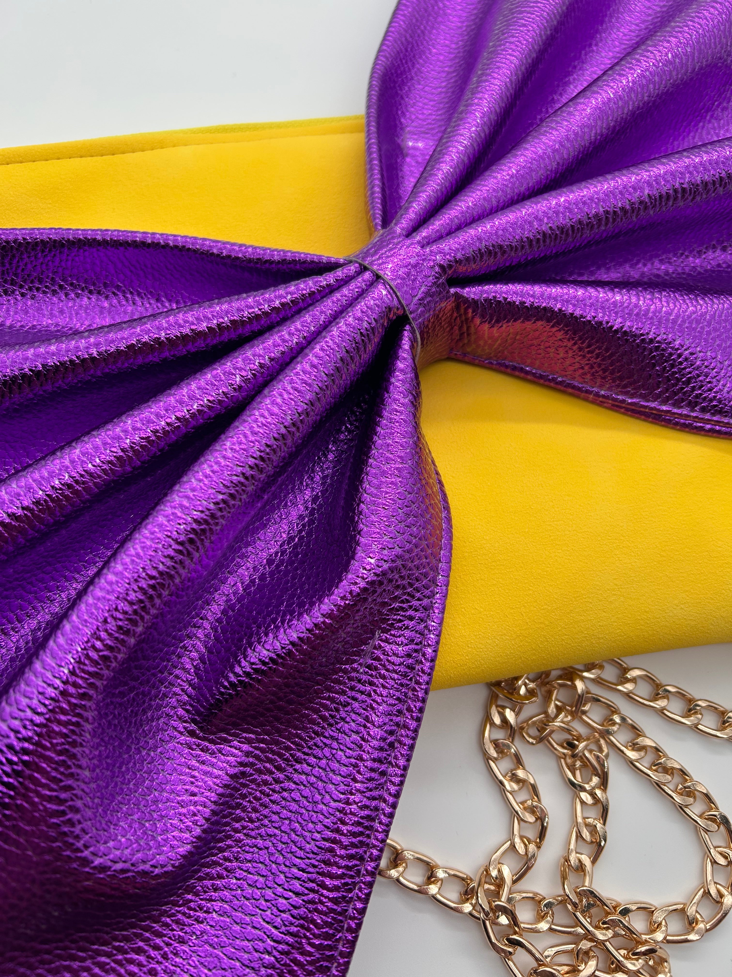 Yellow and purple large bow bag