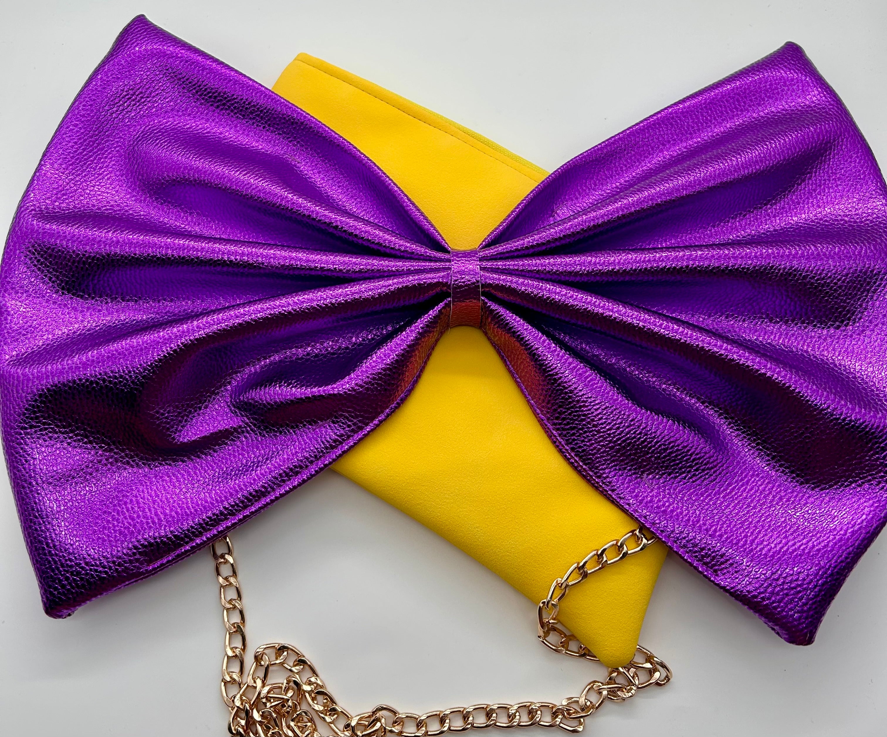 Yellow and purple large bow bag