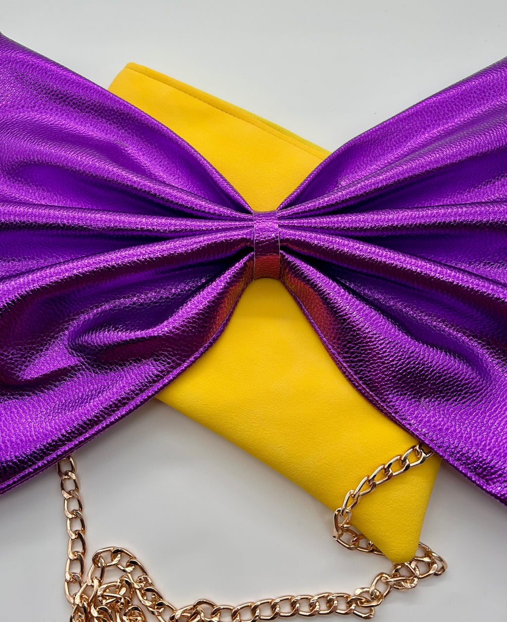 Yellow and purple large bow bag