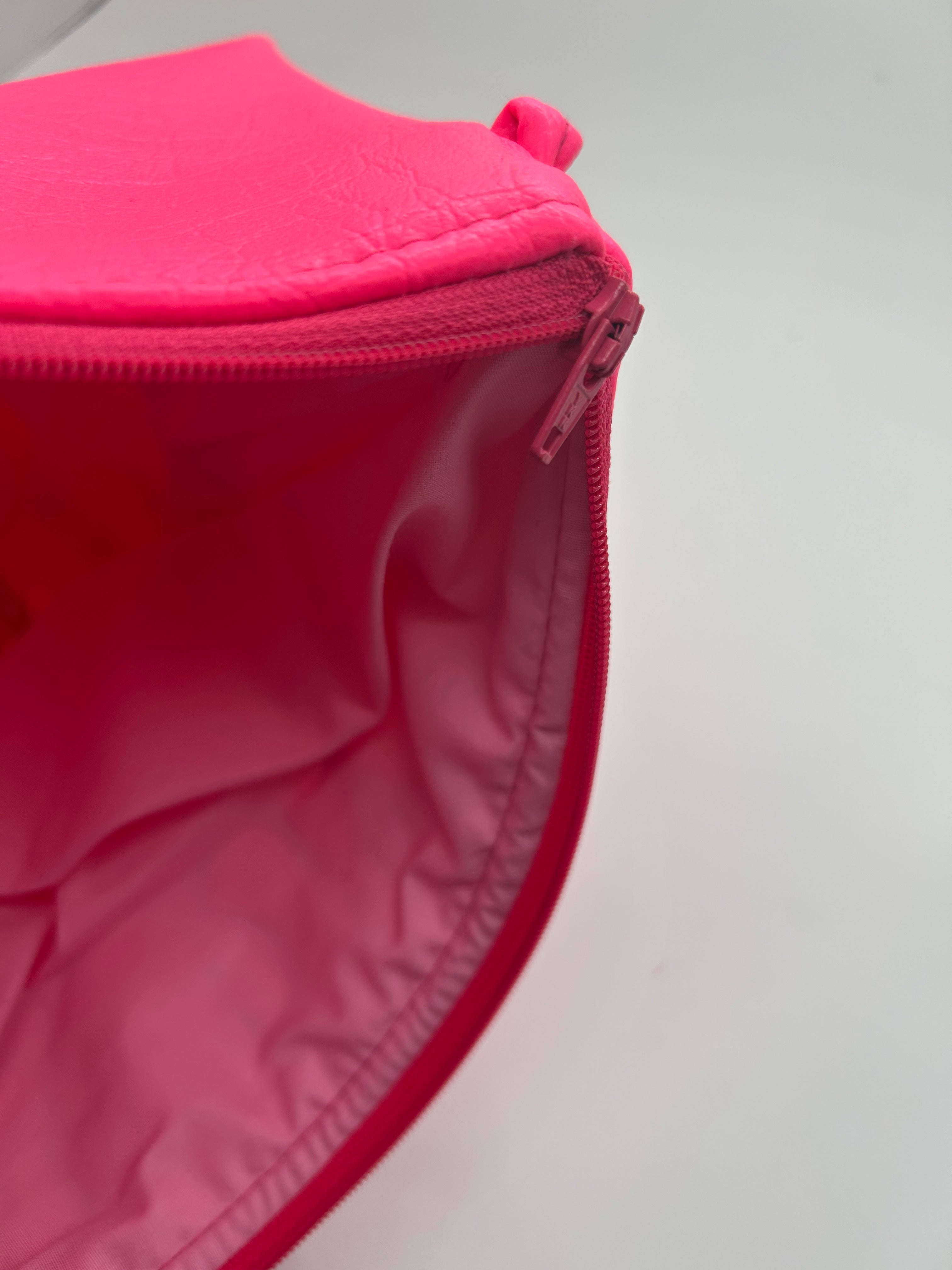 Neon pink glitter slogan bag