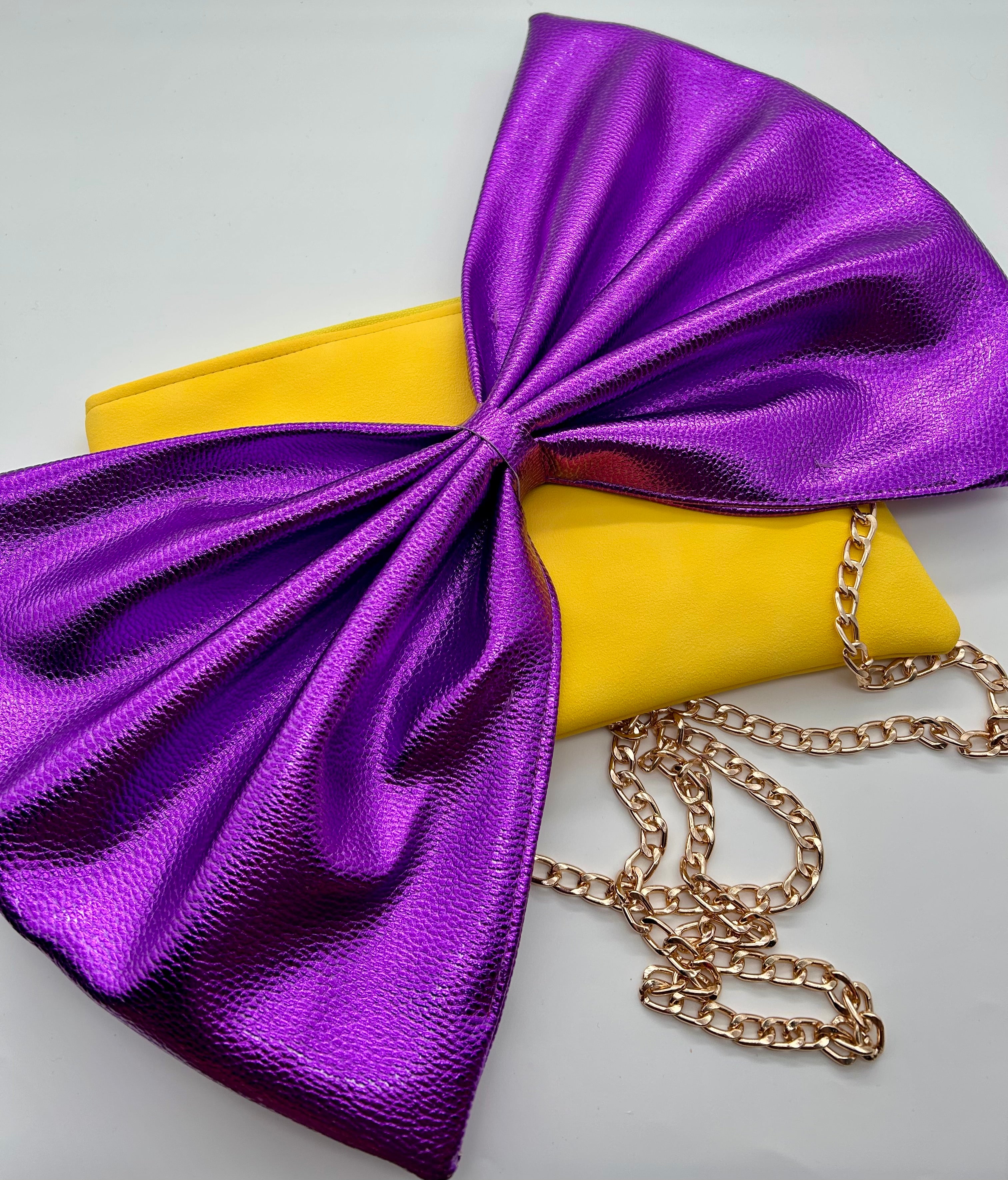Yellow and purple large bow bag
