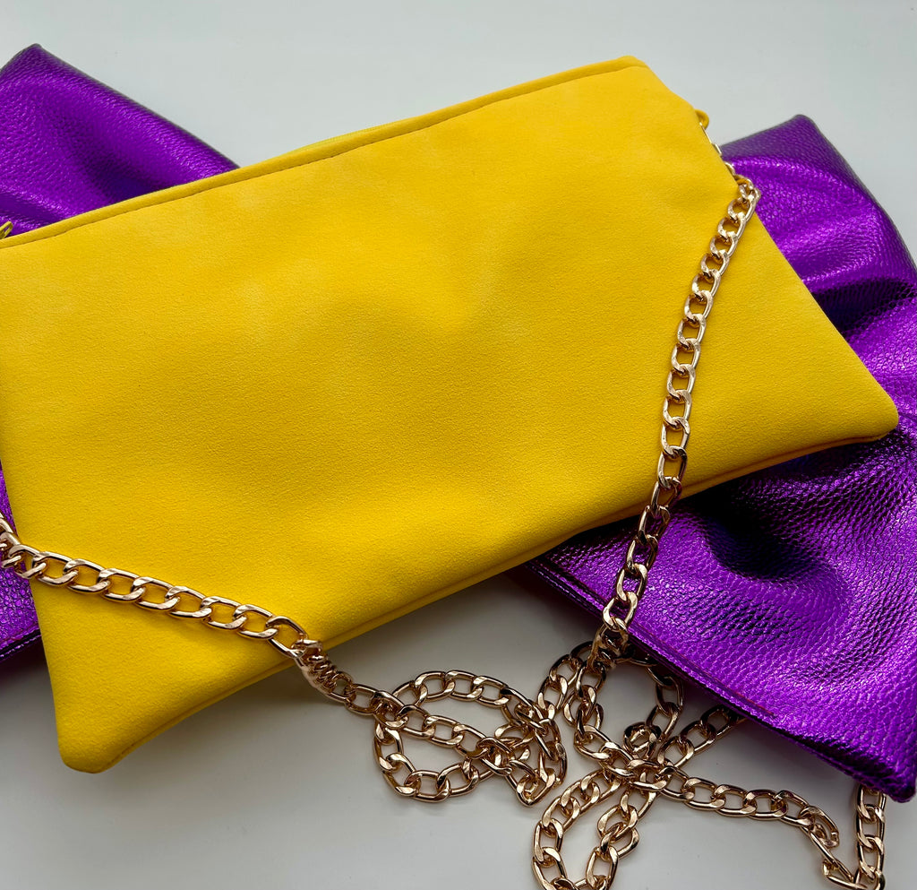 Yellow and purple large bow bag