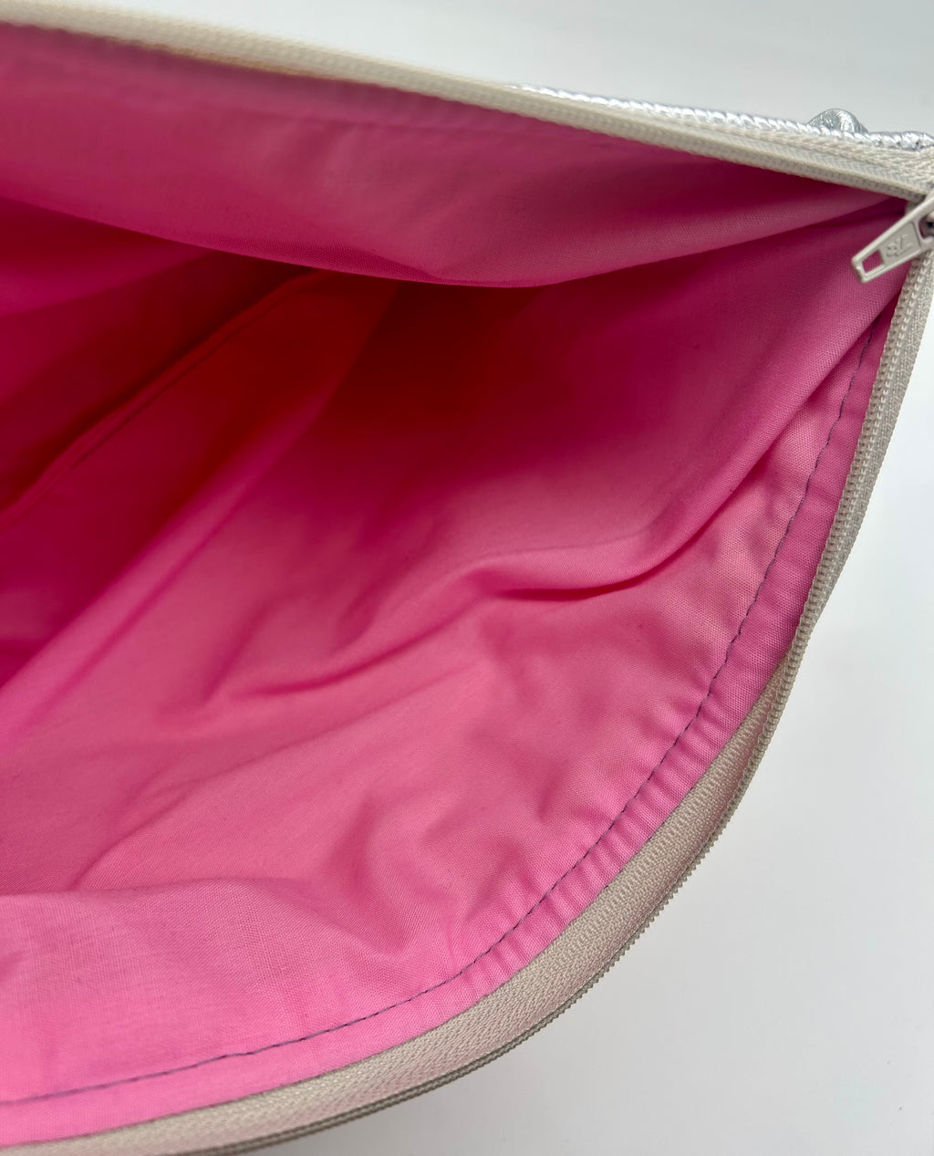 Silver metallic embellished glitter heart bag