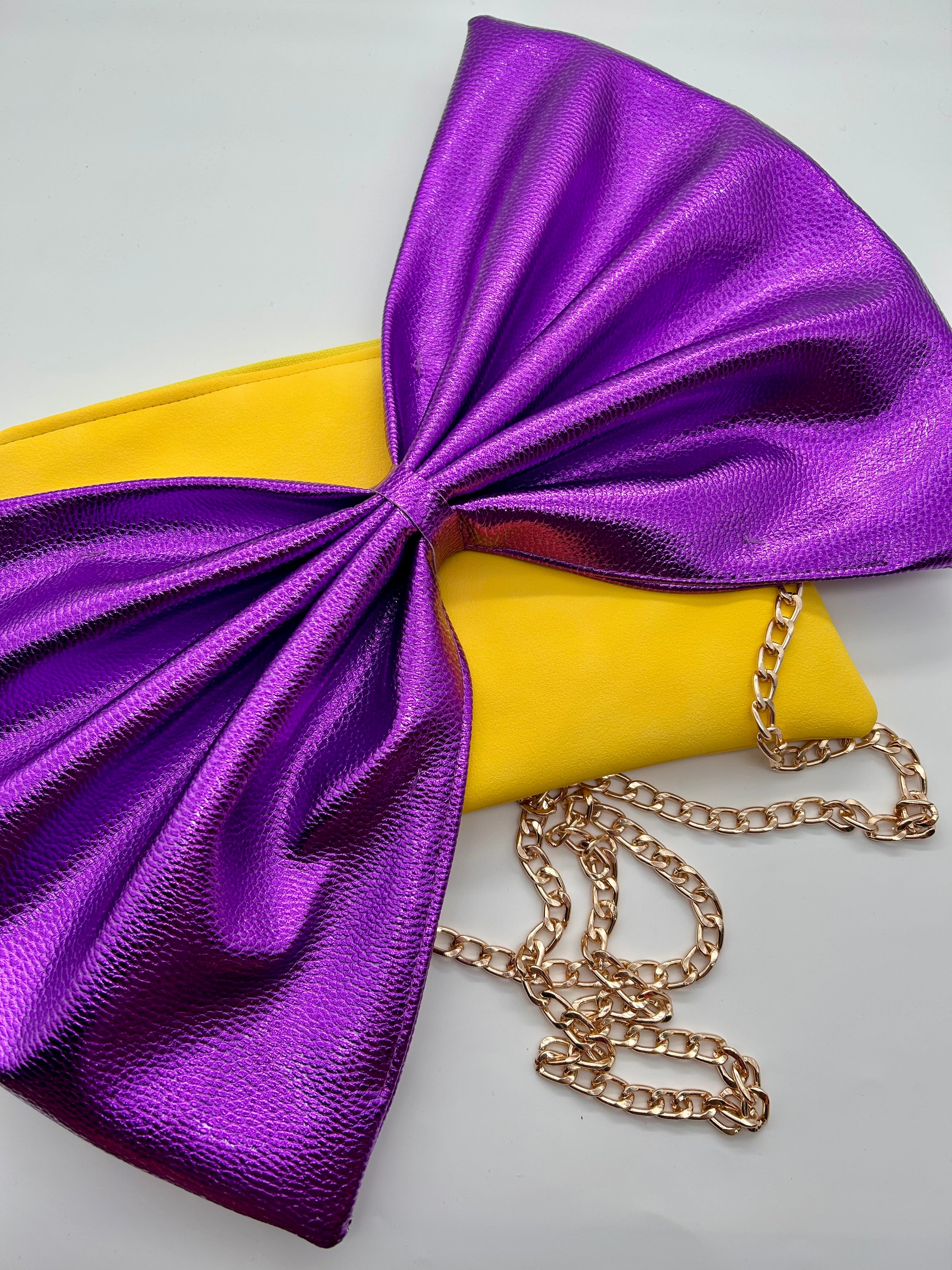 Yellow and purple large bow bag