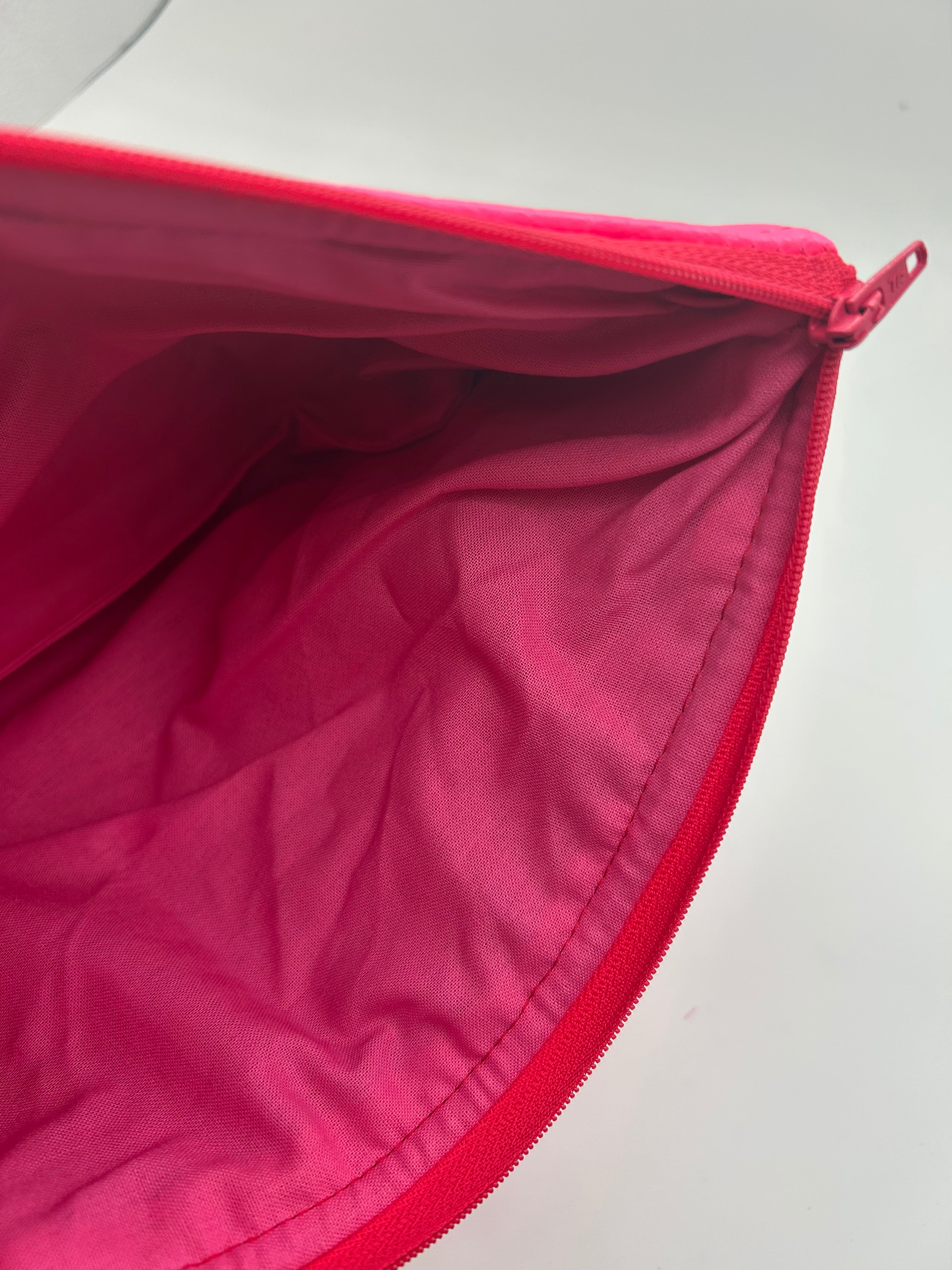 Neon pink embellished glitter heart bag