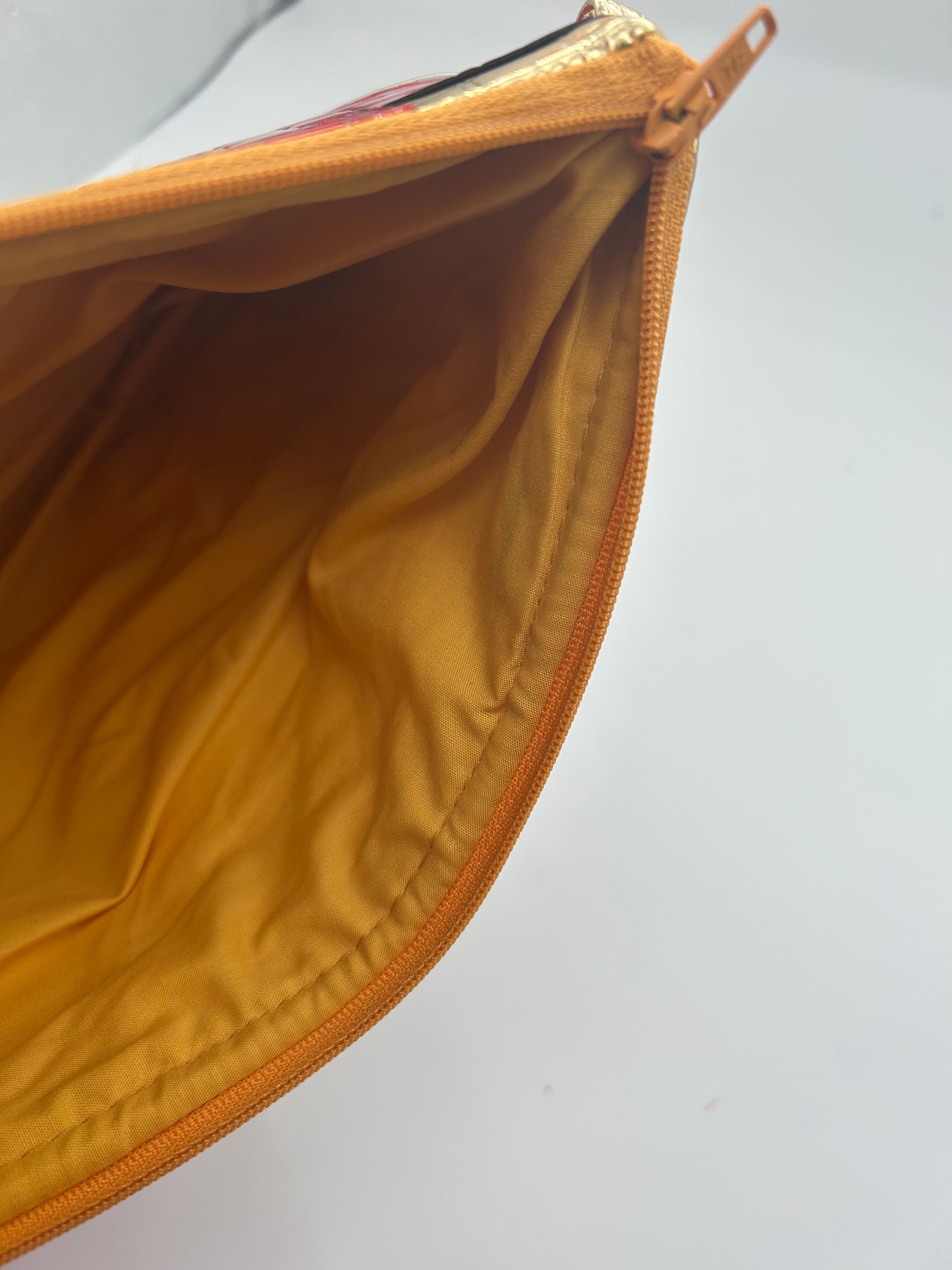 Gold embellished moc croc heart bag